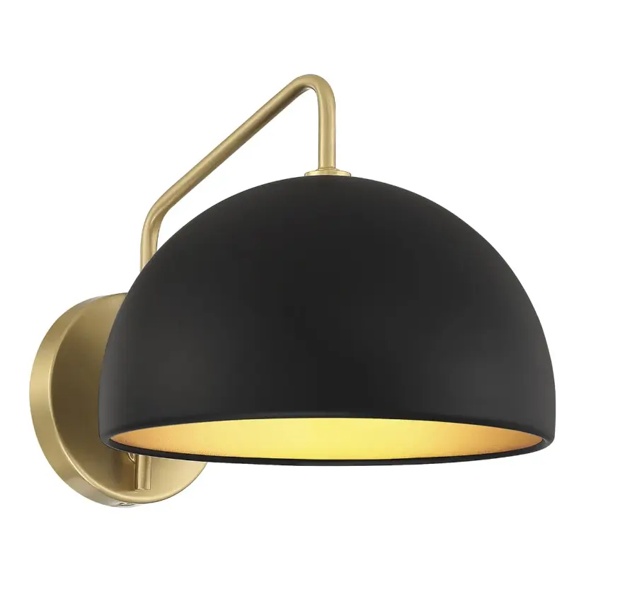 1-Light Wall Sconce in Matte Black with Natural Brass - Image 1