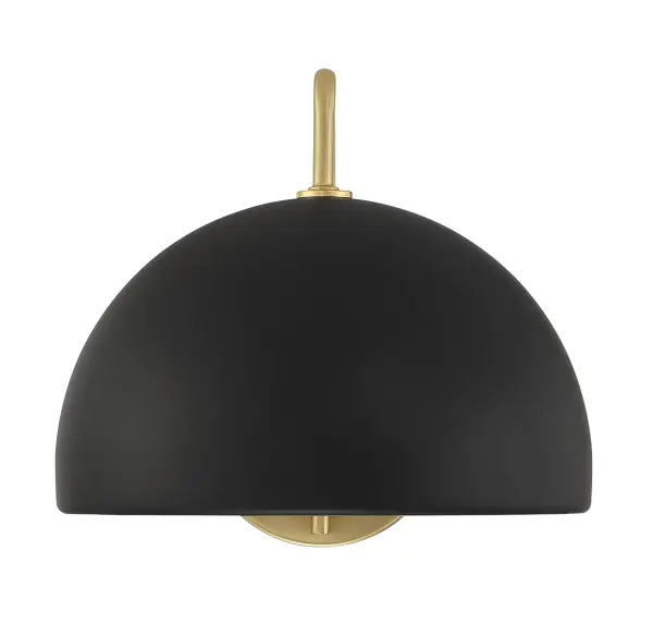 1-Light Wall Sconce in Matte Black with Natural Brass - Image 3