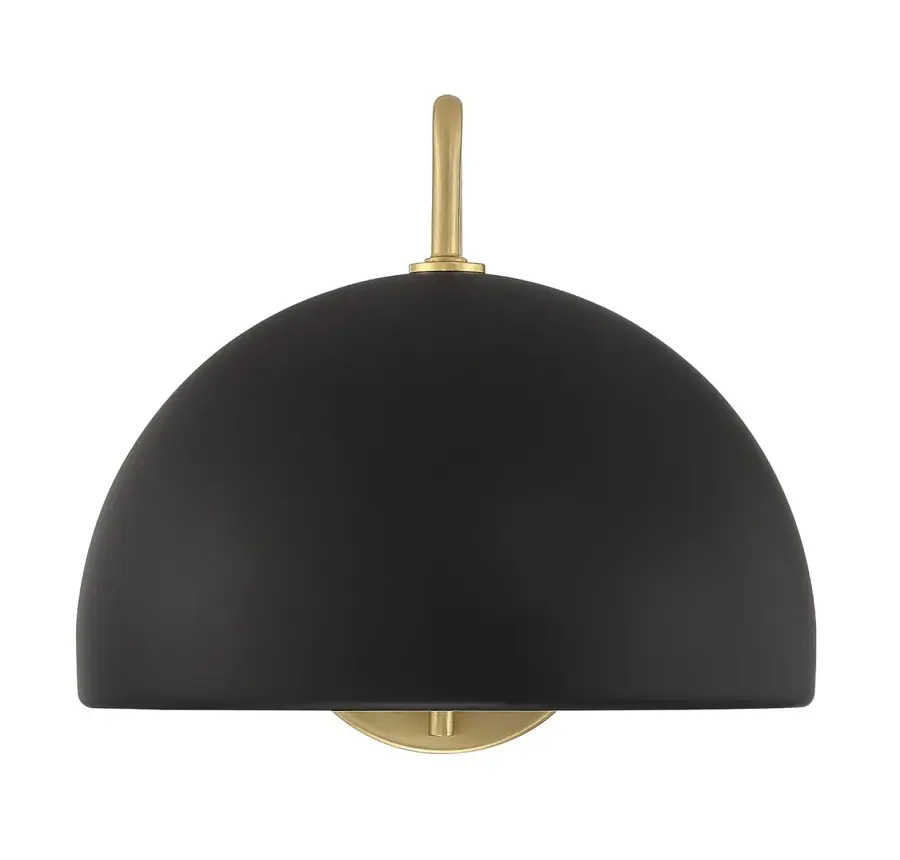 1-Light Wall Sconce in Matte Black with Natural Brass - Image 3