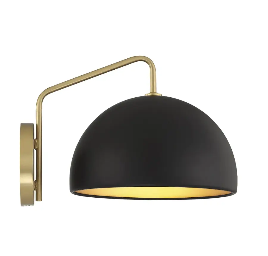 1-Light Wall Sconce in Matte Black with Natural Brass - Image 5