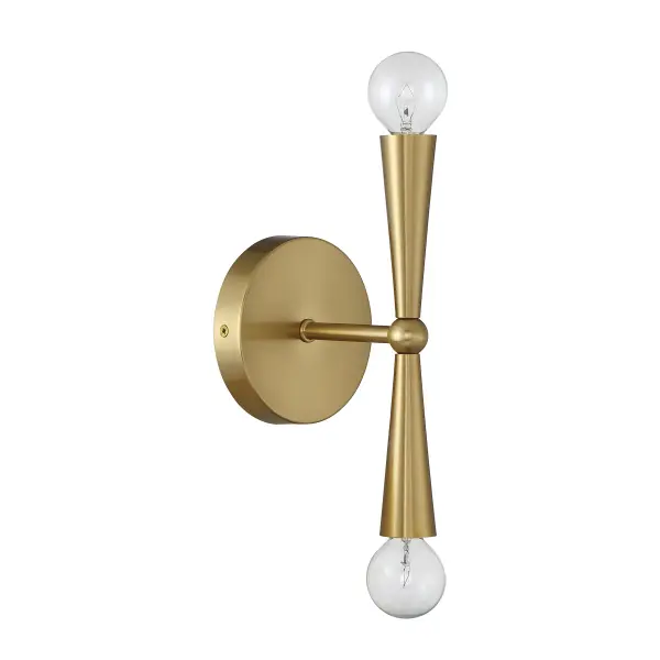 2-Light Wall Sconce in Natural Brass - Image 2