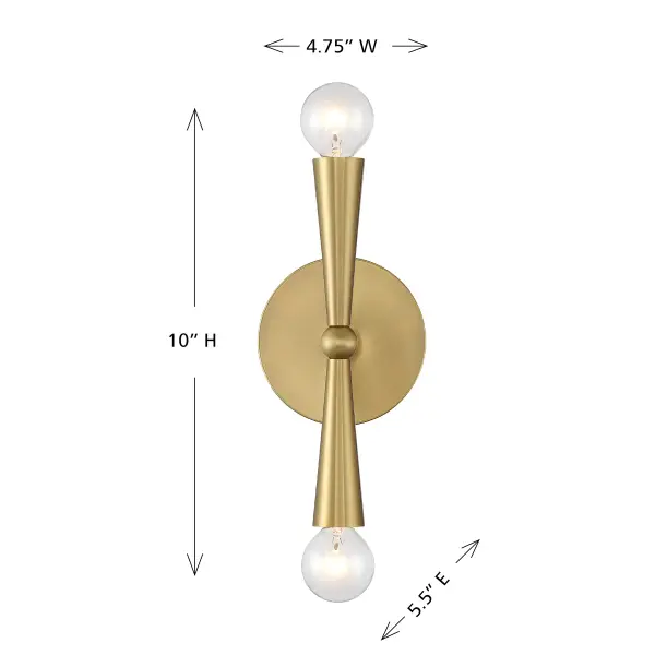 2-Light Wall Sconce in Natural Brass - Image 6