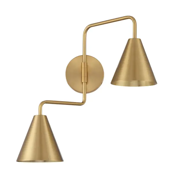 2-Light Adjustable Wall Sconce in Natural Brass - Image 2