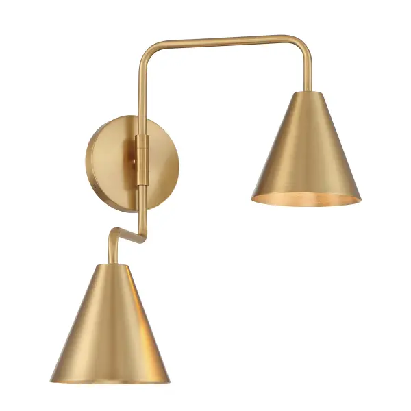 2-Light Adjustable Wall Sconce in Natural Brass - Image 3