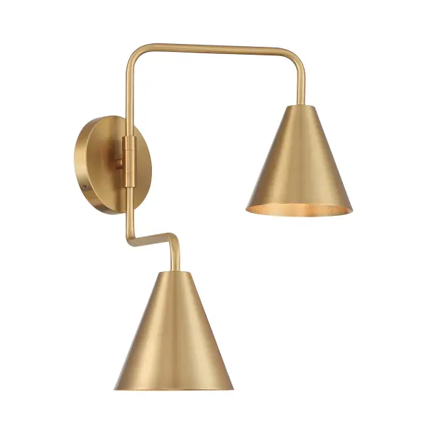 2-Light Adjustable Wall Sconce in Natural Brass - Image 4
