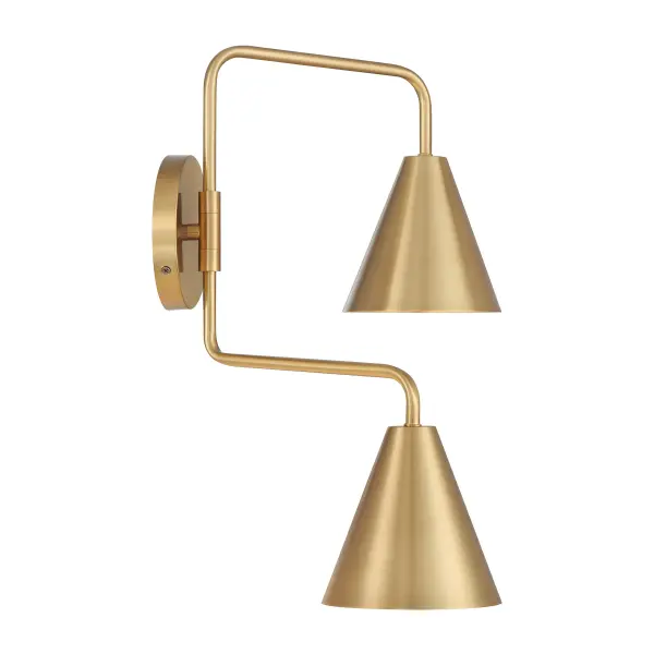 2-Light Adjustable Wall Sconce in Natural Brass - Image 5