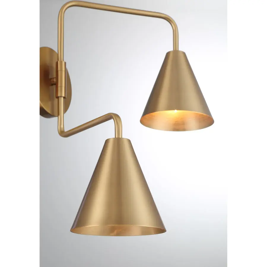 2-Light Adjustable Wall Sconce in Natural Brass - Image 6