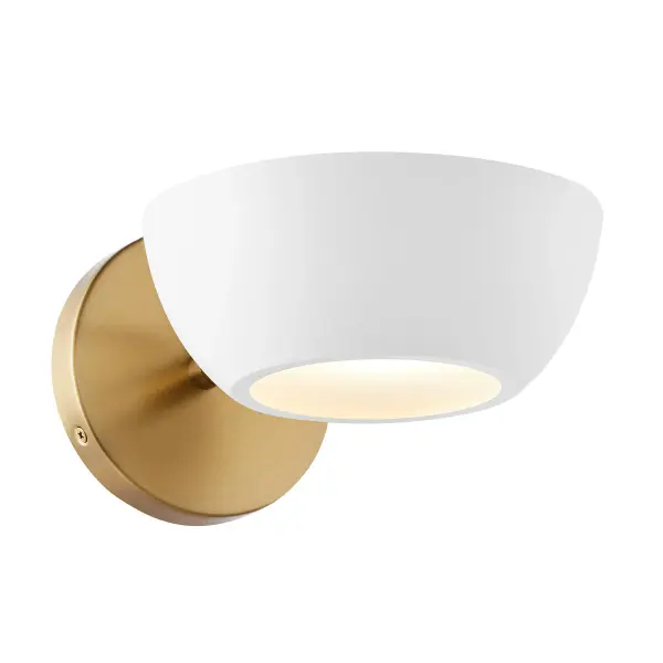 1-Light Wall Sconce in White and Natural Brass - Image 1