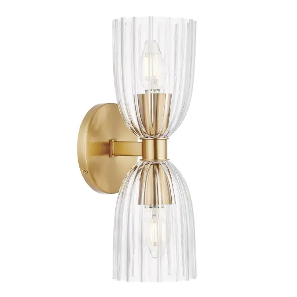 2-Light Wall Sconce in Natural Brass - Image 2