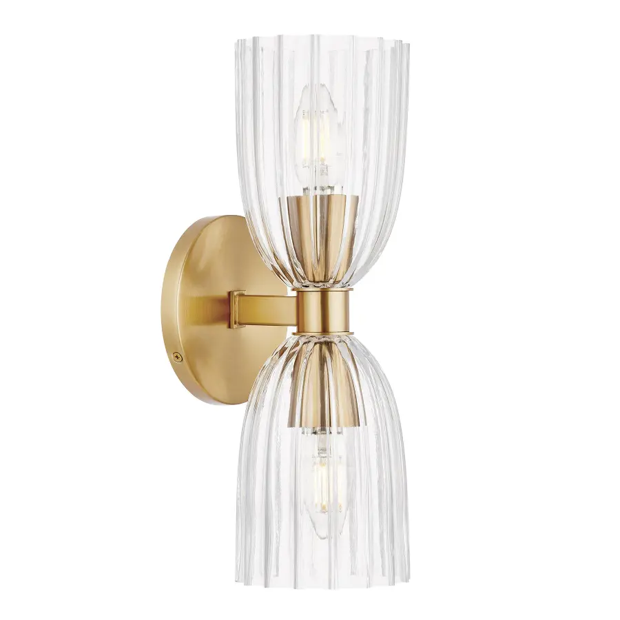 2-Light Wall Sconce in Natural Brass - Image 2