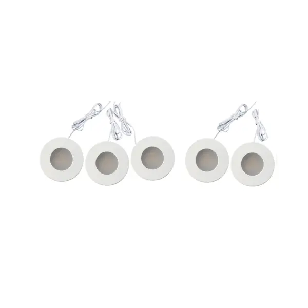 Spec & Sell Sheets Spec Sheet: AD-108 Spec Sheet Dimmable Hard Wired Driver: HBL024-120-12-D Spec Sheet Not Dimmable Plug-In Driver: WLS-PD30LU-24 Product Features 1″ Mini Puck LED 12V DC 70 lm with CRI 90+ 5 pack single units or 6 pack with plug-in driver White & Black Flat Trims in stock Wall Wash (Eyelid) White & Black trims available as adder Ultra-compact, versatile, easily connected via daisy chained low voltage cable to an either remote mounted class 2 power supply or solar inverter Approved for Damp Locations Warranty: 3 Year