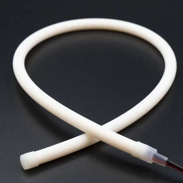 Spec Sheet ES-FSCOBC-24-Y-IP67 Sell Sheet ES-FSCOBC-24-Y-IP67 Product Features Round 8mm LED Rope 3D Bendable Neonflex Seamless linear light – no diffused cover needed No aluminum channel needed No hotspots and with CRI 90+ for vibrant colors Reinforced design for stable performance when bending & twisting 3 oz copper PCB and real gold wires for superb light maintenance Available in 16ft length with wires on both ends 2.4W/ft, in stock 2700K, 3000K, 4000K & 5000K Warranty: 5 Year Indoor / 3 Year Outdoor cULus certified - alternate view