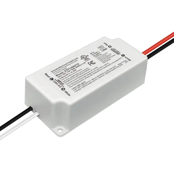 Spec Sheet Spec Sheet ETF24096TD Product Features 24V DC 96W Class 2 Mini Electronic Transformer Super Compact – fits in limited spaces Dimmable Triac – Leading & Trailing Edge Dimmers Optional Junction Box with Line & Low Voltage Chambers c UL us Listed, Class 2, Type HL Warranty: 3 Year