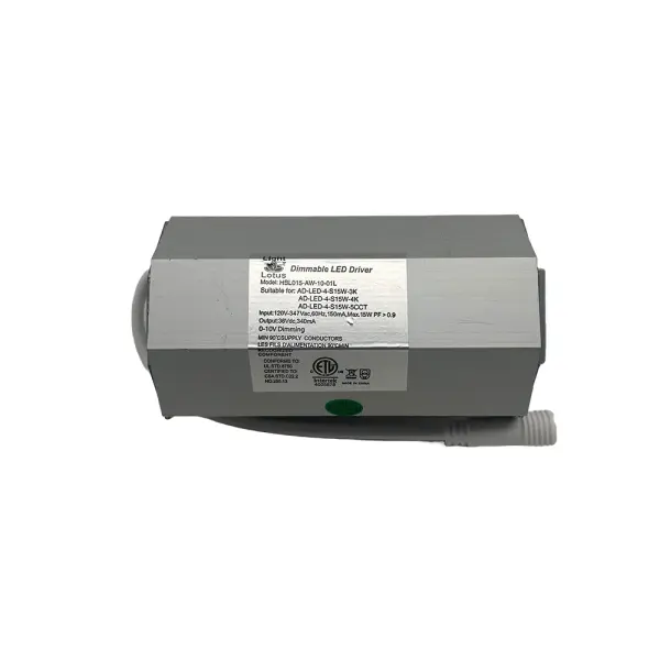 Spec Sheet Spec Sheet HBL015-AW-10-01L Product Features 120-347V input 0-10V Dimmable Compatible with Light by Lotus models 2 prong 15W models LED-2-S15W (single CCT & DTW), AD-LED-4-S15W (All CCTs – single and selectable), LED-6-S15W-3K-FG-WH (single CCT only) & AD-3-S15W-FC-3018K (DTW only)