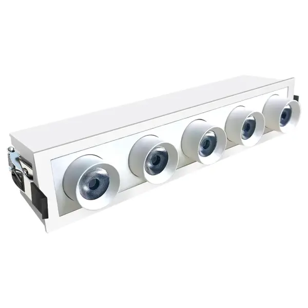 Spec Sheet Spec Sheet JXL-TXH05-G16W Product Features Adjust every one of the 5 LED individually Pull down & rotate 350°, push up to conceal 20° directional low glare beam – ideal for highlighting artwork 3000K with CRI 90+ for true colour rendering Type IC Rated – No Housing Required 2 1/4″ Deep – Install Where Ceiling Space Is Limited Triac Dimmable Driver with Wiring Compartment Included C ETL US certified - alternate view
