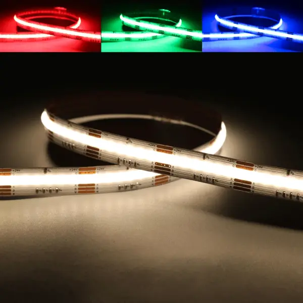 Spec Sheet Spec Sheet LBL-PWM-RGBW-IP20-16FT Product Features RGB + 3000K PWM controlled 5.5W/ft, 16ft (5m), not addressable COB type RGBW LED flexible strip for indoor use IP20 Double sided adhesive 3M tape and wires on both ends Warranty: 3 Year cULus certified
