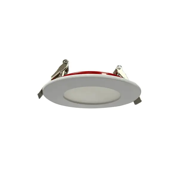 Spec Sheet Spec Sheet LFR-4R-FE-9W-5CCT Product Features 2 Hour Fire Rated without additional housing or hardware All Steel Heat Resistant Casing provides up to 2 Hour Fire Protection Intumescent Gasket for additional sealing in case of fire Heavy Duty Steel Spring Clips for secure installation 1 1/2″ Spring Height for installations on 2 x 5/8″ drywall 5/8″ Thin – Install in Limited Ceiling Spaces Plenum Rated Cable for Commercial Installations Type IC, Air-Tight & Wet Location Rated Driver Inside Connection Box – No Junction Box Needed 5 CCT User Selectable Light Colors CRI 90+ for True Color Rendering c ETL us certified 3 Year Warranty