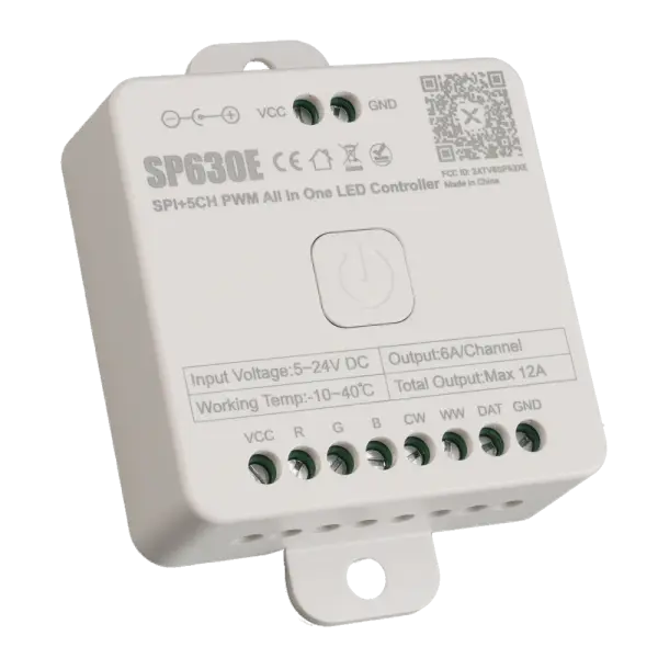 Spec Sheet Spec Sheet SP630E Product Features Universal SPI + 5-channel PWM controller BanlanX app control (iOS + Android) or RB4 remote control 2.4 GHz Wi-Fi supported Certification: CE, FCC Warranty: 3 Year