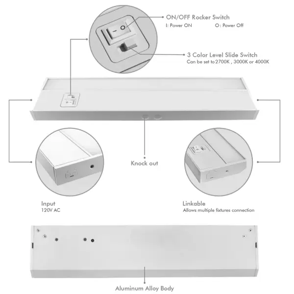 Under Cabinet Bars 3CCT 8″ to 32″ – UCL1001