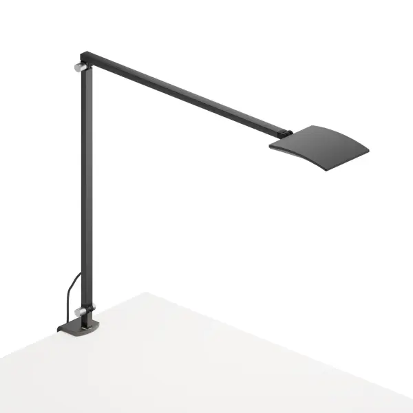 Delivering a phenomenal 99 lumens per watt efficiency, Mosso Pro changes light colors from warm to cool and anything in between. A 1 piece desk clamp allows users to free up desk space and attach the lamp to their worksurface's edge. An intuitive built-in touchstrip allows for effortless continuous dimming. A built-in occupancy sensor ensures maximum energy efficiency. Collection: Mosso Designer: Peter Ng Finish: Metallic Black Width: 2.00" Height: 18.40" Length: 21.10" Weight: 1.29 lb Bulbs Included Maximum Wattage: 5.50 W Bulb Type: LED Bulb Base: Integrated Light Source: LED Light Output: 540.00 lm Color Temperature: 2700 K CRI: 90 Voltage: 100.00 V Material: Aluminum, plastic Country of Origin: Taiwan Safety Listing: UL, CUL Safety Rating: Dry LED Manufacturer Warranty: 5 Years Spec Sheet