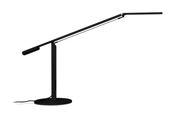 Equo Desk Lamp features a discreet counterweight design for feather-light adjustability. Equo's innovative design has won 11 international product design awards including the renowned Red Dot award. One finger is all you need to adjust the floating arm's position. The special neck joint maintains the head's tilt as the arm swings up or down. Slide your finger along the stem's touchstrip to control brightness and power. The luminaire head is rotatable up to 180 degrees. Compatible with optional occupancy sensor and multiple mounting options. Collection: Equo Designer: Peter Ng Finish: Black Notes: Warm Light Width: 7.50" Height: 24.50" Length: 32.00" Weight: 4.48 lb Bulbs Included Number of Bulbs: 28 Maximum Wattage: 6.00 W Bulb Base: Integrated Light Source: LED Light Output: 360.00 lm Color Temperature: 3500 K CRI: 90 Rated Average Life: 50,000 Voltage: 100.00 V Material: Aluminum, plastic Country of Origin: Taiwan Safety Listing: UL, CUL Safety Rating: Dry Energy Efficient LED Manufacturer Warranty: 5 Years Spec Sheet