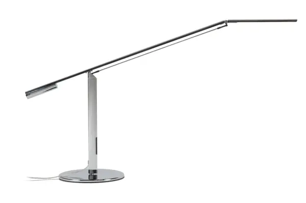 Equo Desk Lamp features a discreet counterweight design for feather-light adjustability. Equo's innovative design has won 11 international product design awards including the renowned Red Dot award. One finger is all you need to adjust the floating arm's position. The special neck joint maintains the head's tilt as the arm swings up or down. Slide your finger along the stem's touchstrip to control brightness and power. The luminaire head is rotatable up to 180 degrees. Compatible with optional occupancy sensor and multiple mounting options. Collection: Equo Designer: Peter Ng Finish: Chrome Width: 7.50" Height: 24.50" Length: 32.00" Weight: 4.48 lb Extension from Wall: 7.50" Bulbs Included Number of Bulbs: 28 Maximum Wattage: 6.00 W Bulb Base: Integrated Light Source: LED Light Output: 360.00 lm Color Temperature: 3500 K CRI: 90 Rated Average Life: 50,000 Voltage: 100.00 V Material: Aluminum, plastic Country of Origin: Taiwan Safety Listing: UL, CUL Safety Rating: Dry Energy Efficient LED Manufacturer Warranty: 5 Years Spec Sheet
