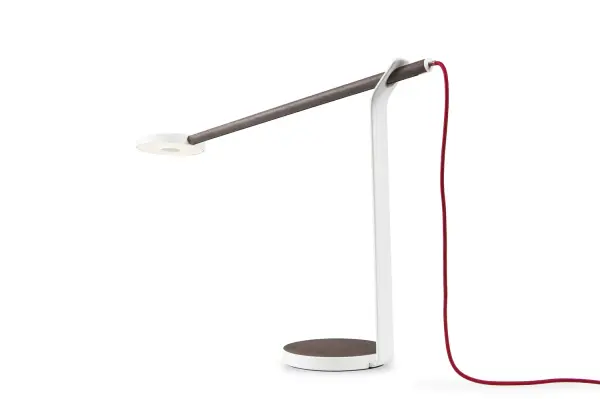 Gravy brings LED technology and the warmth of wood to your home or office lighting. Edge lit technology provides a soft, evenly distributed glow of warm light. Simply tap the center of the underside of the light ring, and touch and hold to dim or brighten the light. The wood bar holding the illuminated LED head swivels 360 degrees, and also slides back and forth to provide the user with perfect lighting placement. Collection: Gravy Designer: Kenneth Ng Finish: Walnut/Matte White Width: 5.00" Height: 13.30" Length: 20.30" Weight: 3.50 lb Bulbs Included Number of Bulbs: 28 Maximum Wattage: 5.50 W Bulb Base: Integrated Light Source: LED Light Output: 375.00 lm Color Temperature: 3500 K CRI: 90 Rated Average Life: 50,000 Voltage: 100.00 V Material: Solid wood, steel, wood veneer, aluminum, plastic Country of Origin: China Safety Listing: UL, CUL Safety Rating: Dry Energy Efficient LED Manufacturer Warranty: 5 Years Spec Sheet