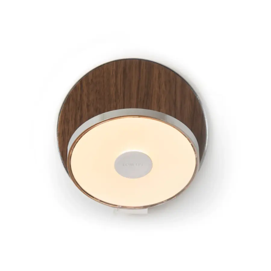 Gravy LED Wall Sconce in Chrome and Oiled Walnut