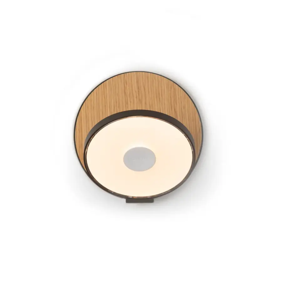 Gravy LED Wall Sconce in Metallic Black and White Oak