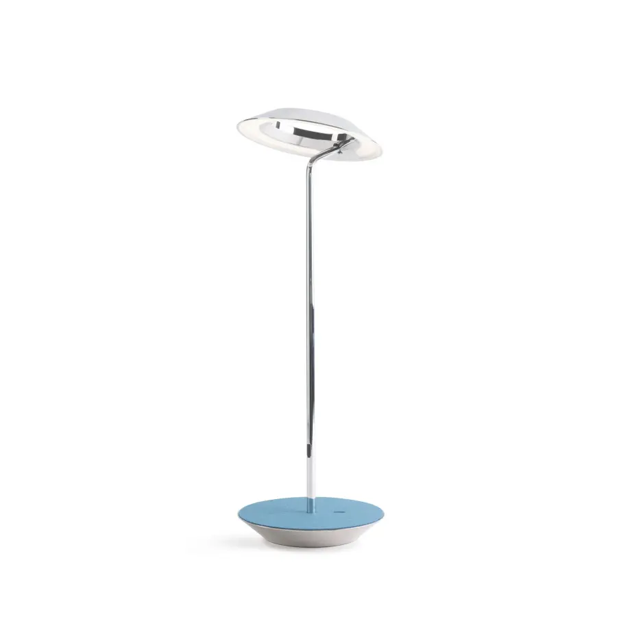 Royyo LED Desk Lamp in Chrome with Azure Felt