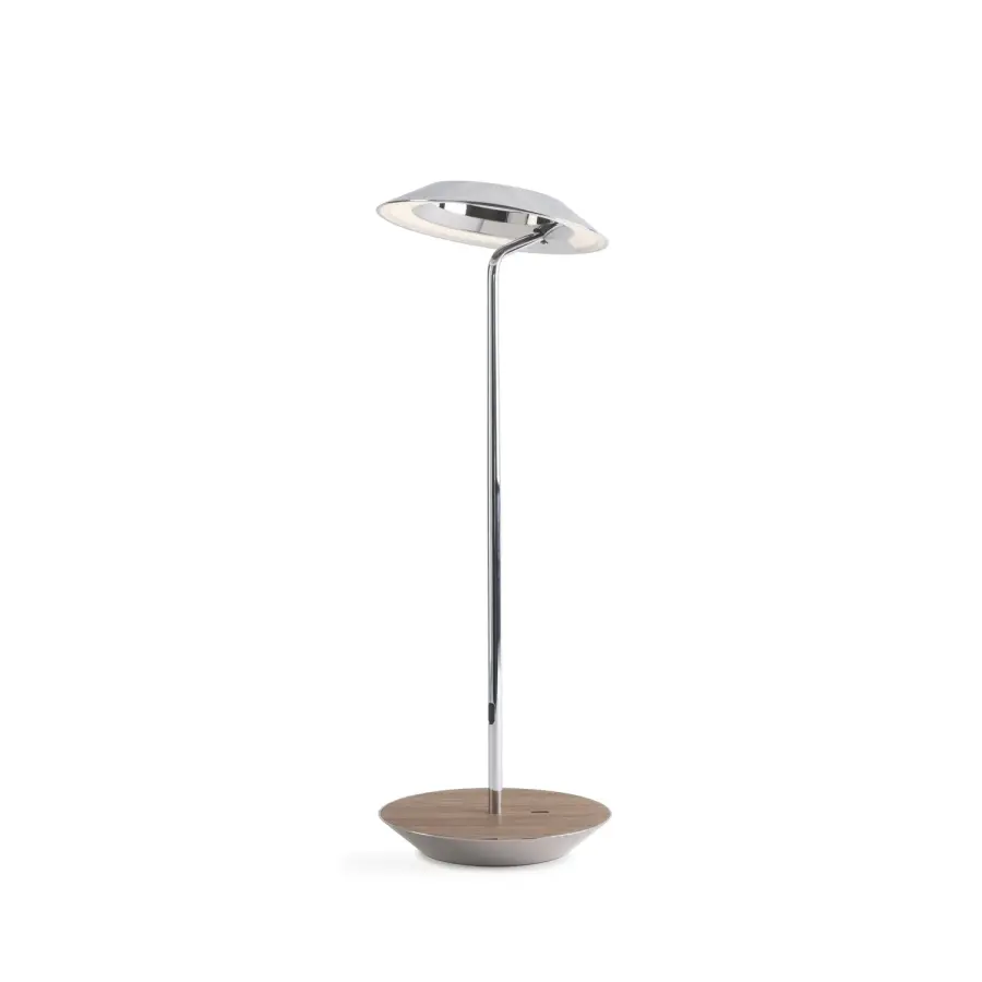 Royyo LED Desk Lamp in Chrome and Oiled Walnut