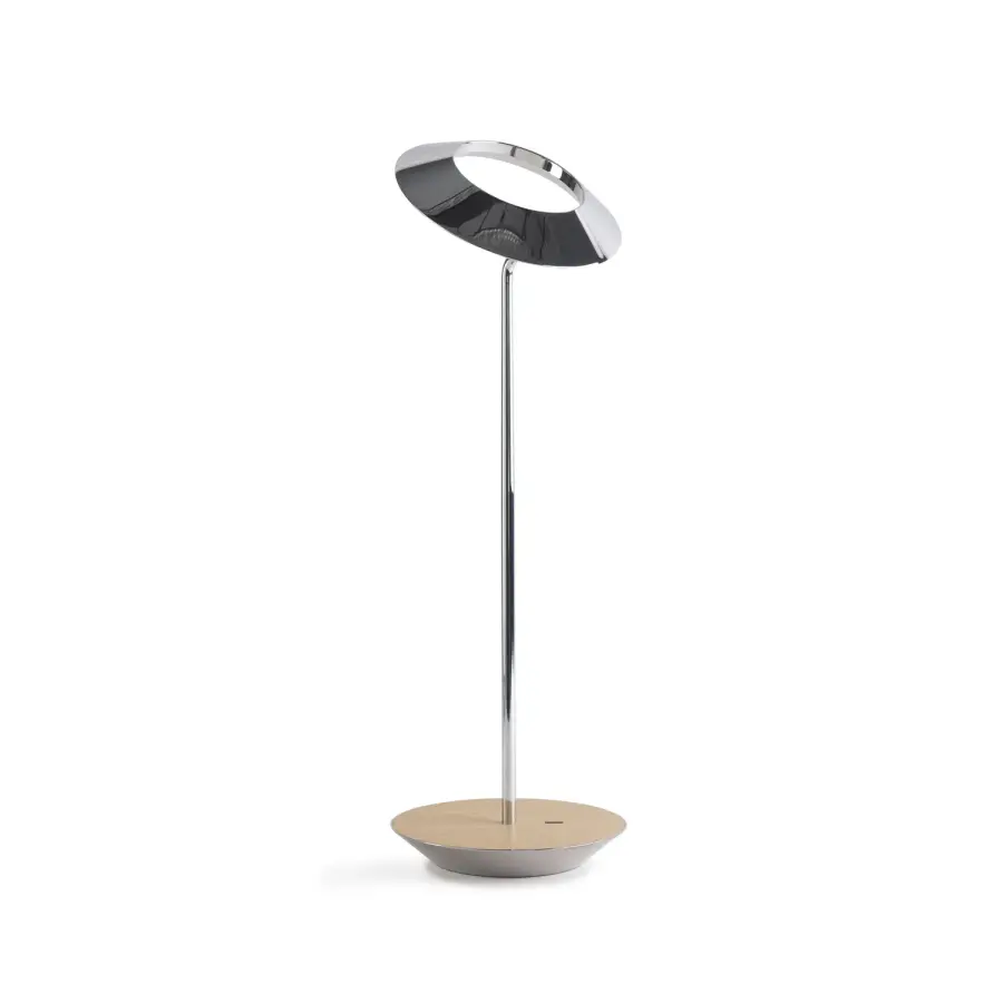 Royyo LED Desk Lamp in Chrome and White Oak