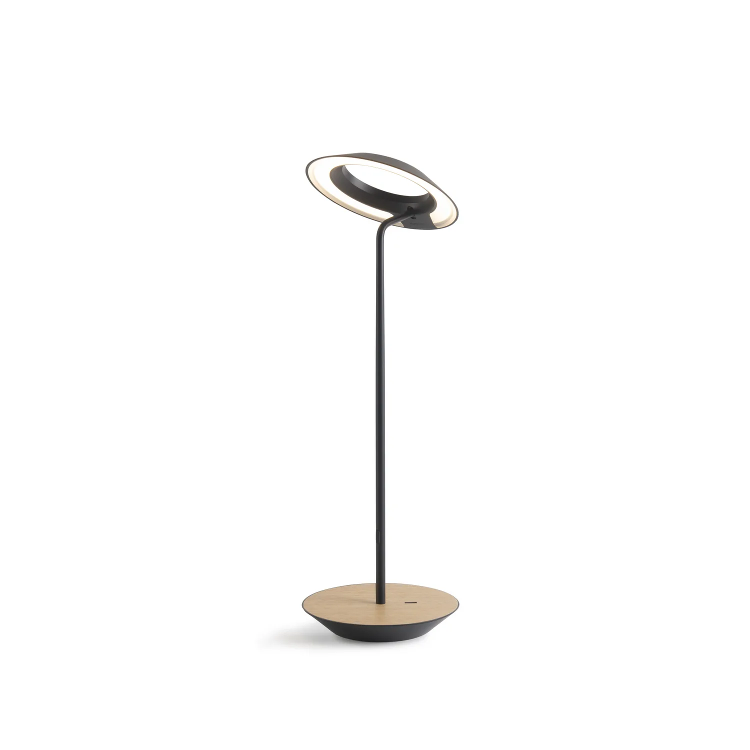 Royyo LED Desk Lamp in Matte Black with White Oak