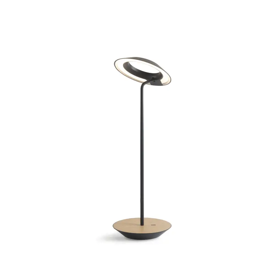 Royyo LED Desk Lamp in Matte Black with White Oak