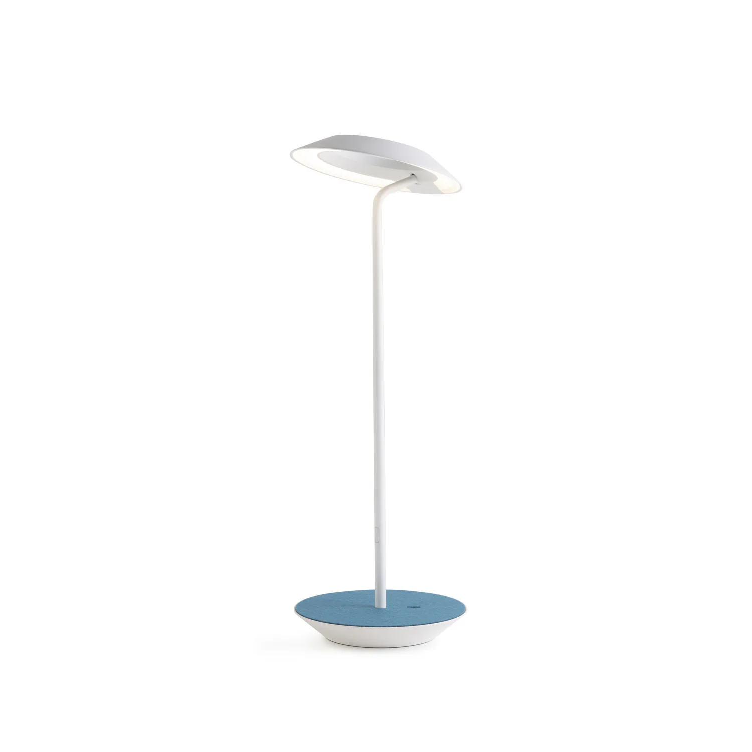 Royyo LED Desk Lamp in Matte White with Azure Felt