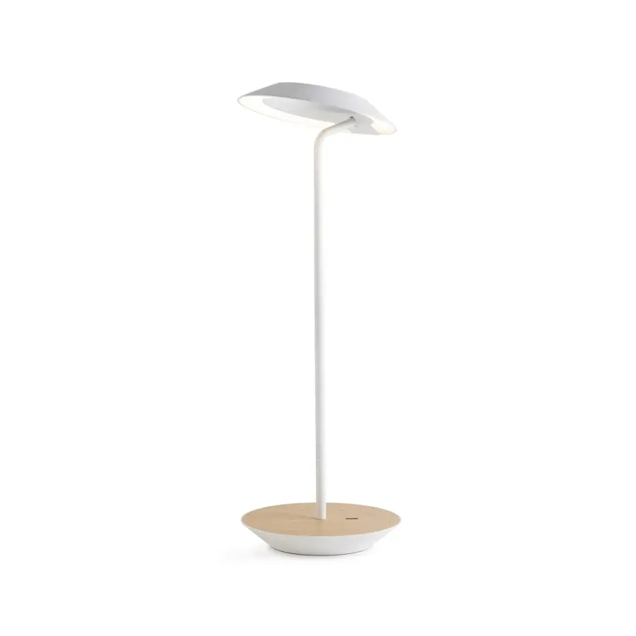 Royyo LED Desk Lamp in Matte White with White Oak