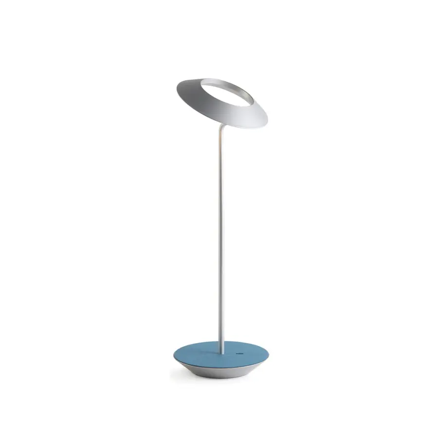 Royyo LED Desk Lamp in Silver with Azure Felt
