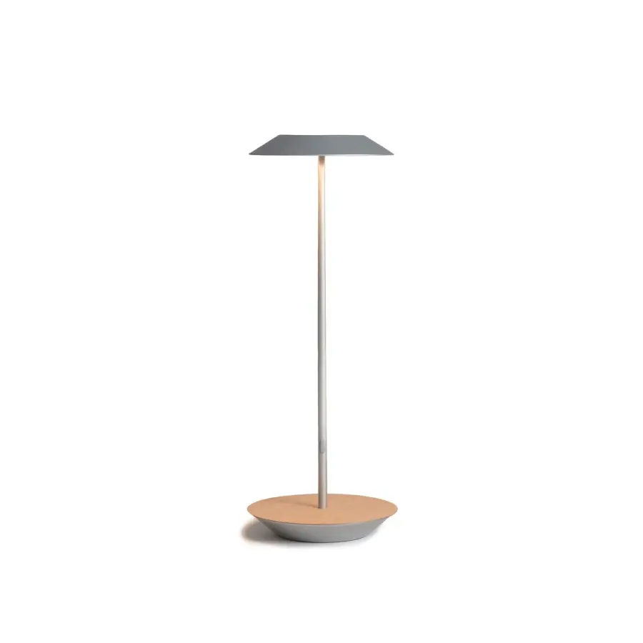Royyo LED Desk Lamp in Silver and White Oak