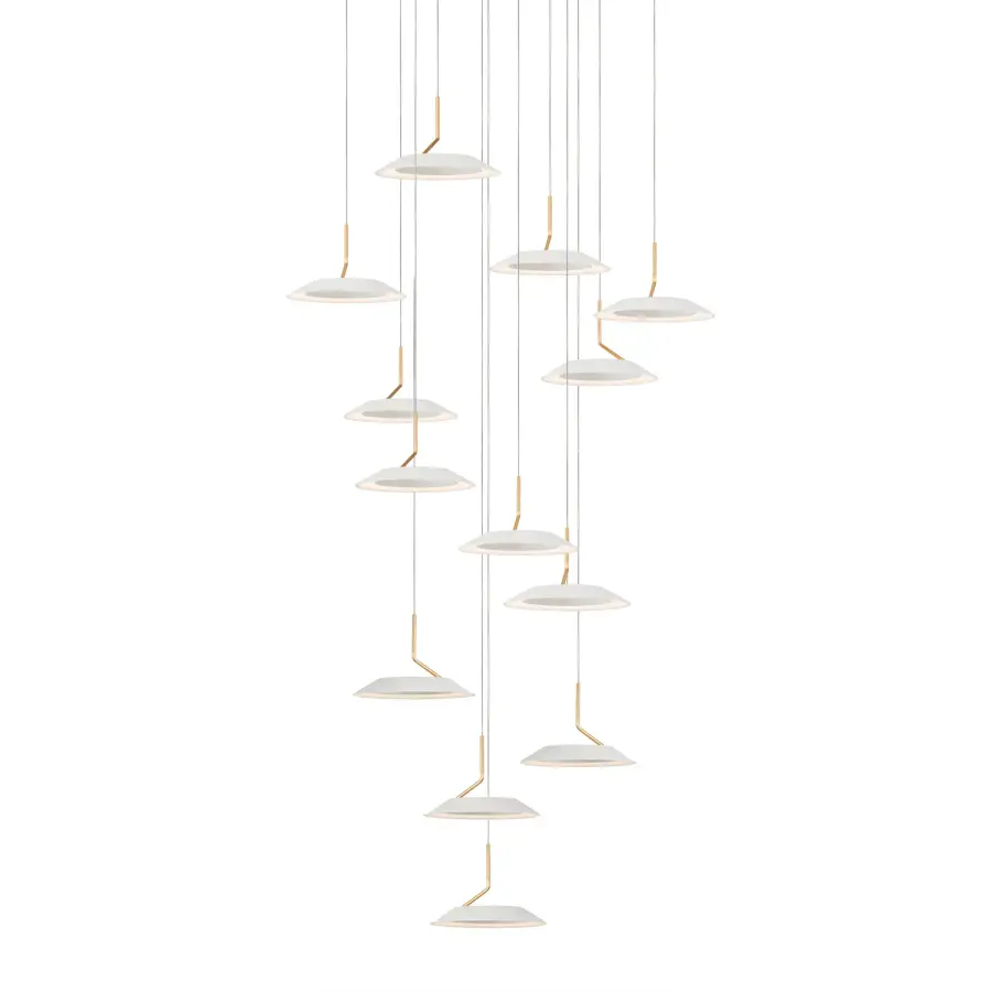 Royyo LED Pendant in Matte White with Gold