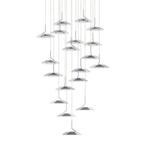 The Royyo LED Pendant delivers contemporary style with its circular aluminum design and clever concealed wiring system. At 22 inches wide, it provides focused task lighting with energy-efficient integrated LED technology.
