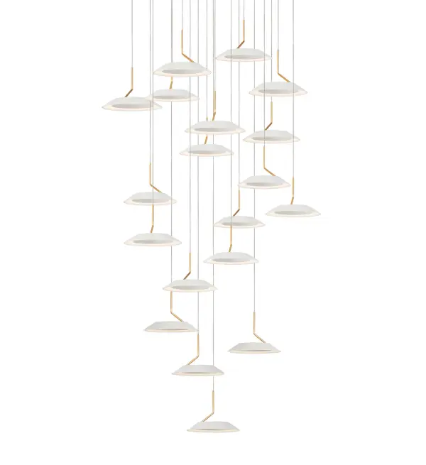 The Royyo pendant combines sleek modern aesthetics with practical LED technology. Its 22-inch circular design and discrete wiring create a clean silhouette perfect for contemporary spaces. Excellent light output and energy efficiency.