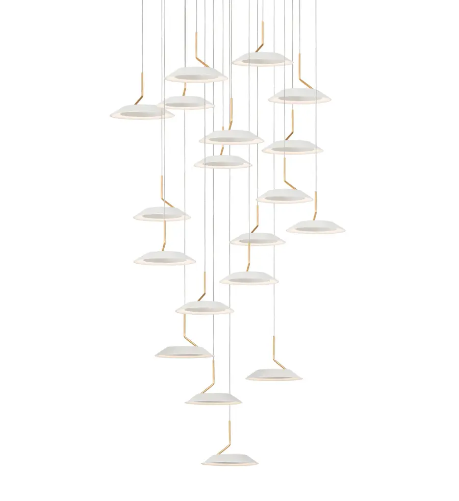 Royyo LED Pendant in Matte White With Gold