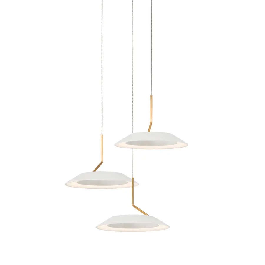 Royyo LED Pendant in Matte White With Gold