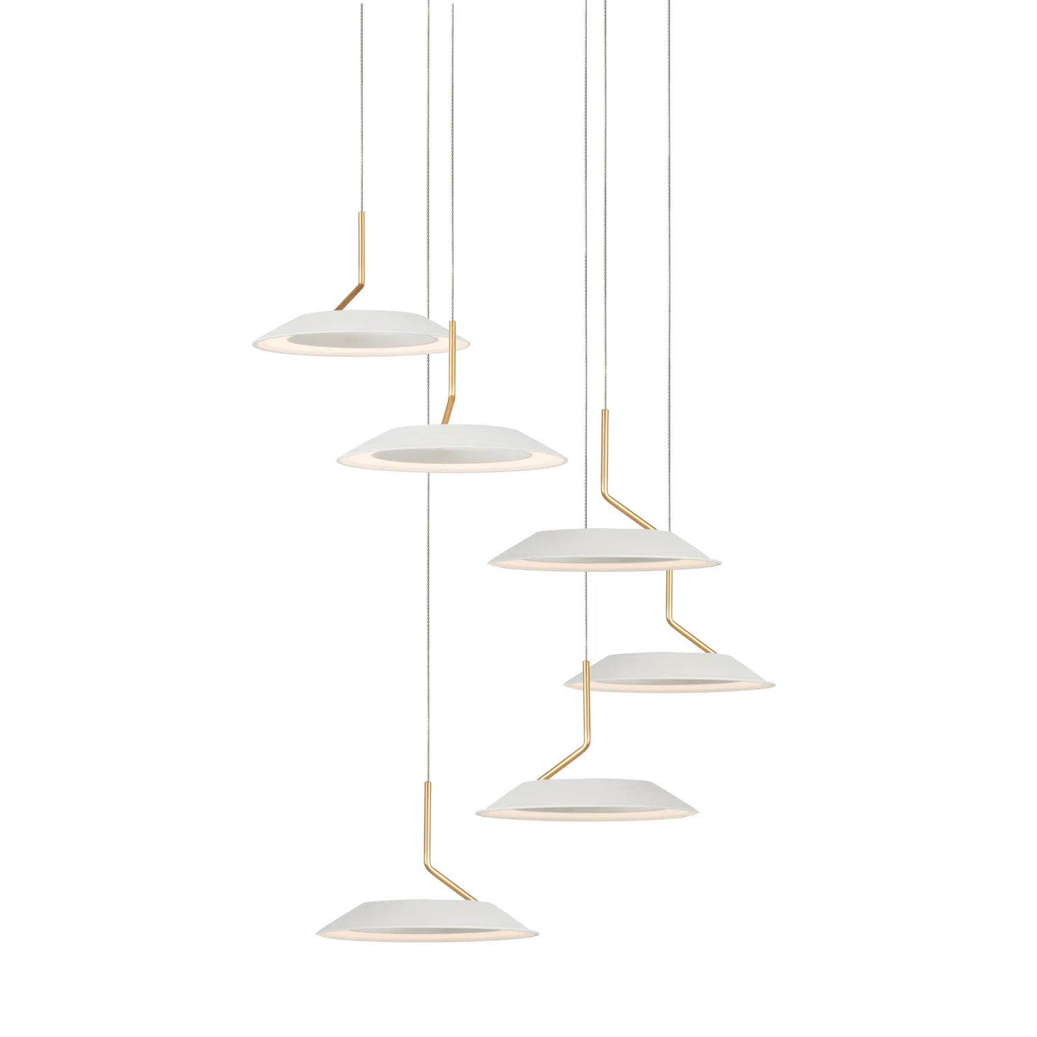 Royyo LED Pendant in Matte White With Gold