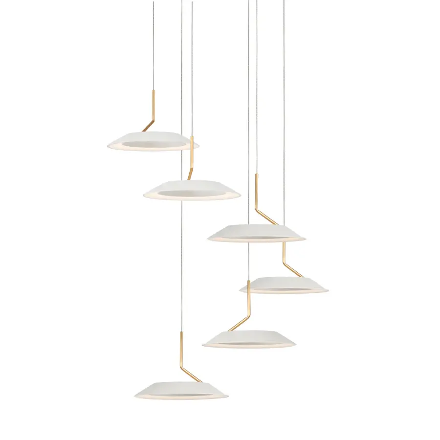 Royyo LED Pendant in Matte White with Gold