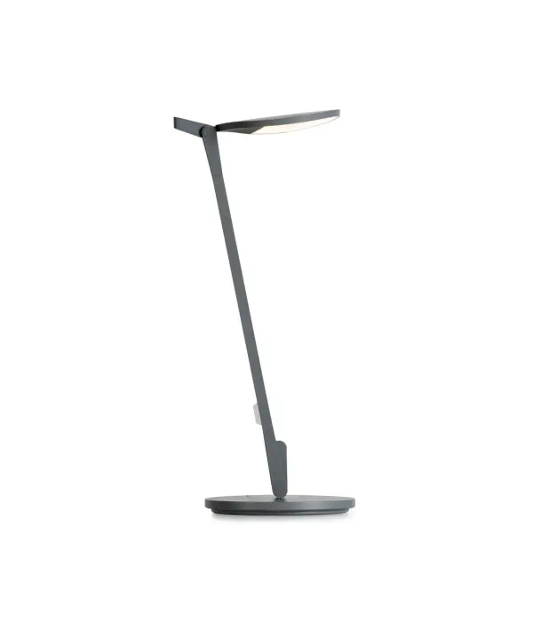 Inspired by the fluidity and formlessness of water droplets, Splitty Desk Lamp features fluid motion and ultra flexibility. The curved, droplet shape of the LED head reflects the root of its inspiration. It can be posed in virtually limitless ways, making it one of the most flexible lights on the market. Koncept designers perfected the diffused light source with hidden LEDs so that the lamp performs as a radiant ambient light as well as a functional task light. Users can avail of the discreet USB port to charge any compatible devices. Collection: Splitty Designer: Kenneth Ng, Edmund Ng Finish: Matte Gray Width: 6.50" Height: 16.05" Length: 8.20" Weight: 4.00 lb Bulbs Included Maximum Wattage: 7.00 W Bulb Type: LED Bulb Base: Integrated Light Source: LED Light Output: 500.00 lm Color Temperature: 3500 K CRI: 90 Voltage: 120.00 V Material: Aluminum, plastic Country of Origin: Taiwan Safety Listing: UL/cUL Safety Rating: Dry LED Manufacturer Warranty: 5 years Spec Sheet