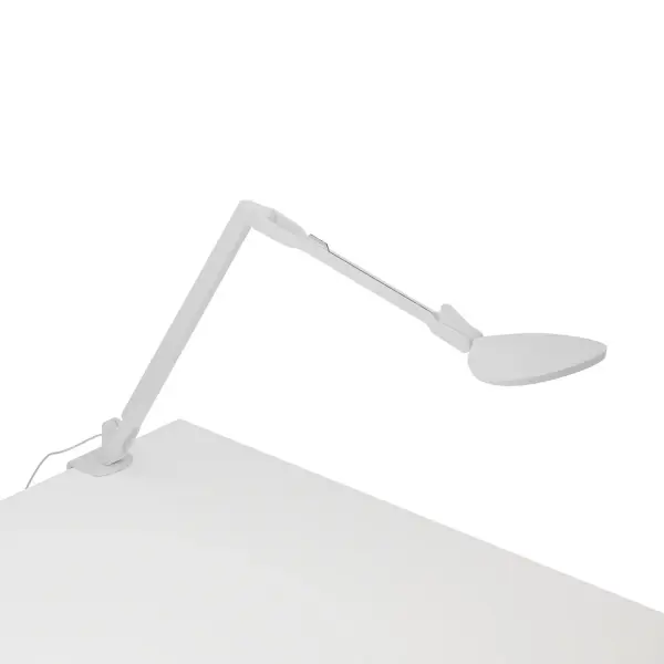 The Splitty family of task lights was inspired by the fluidity and formlessness of water droplets. The award-winning Splitty Reach offers incredible flexibility and reach due to its double arm and special joint mechanism. A USB port is located in the lower body for convenient charging options. The lamp s diffused LED light source allows it to perform as both a radiant ambient light and functional task light. The desk clamp allows users to maximize their work space by mounting the light to the edge of their desk or any surface up to 2.3" thick. Collection: Splitty Designer: Kenneth Ng, Edmund Ng Finish: Matte White Width: 5.00" Height: 14.50" Length: 17.10" Weight: 1.45 lb Maximum Wattage: 7.00 W Bulb Type: LED Bulb Base: Integrated Light Source: LED Light Output: 500.00 lm Color Temperature: 3500 K CRI: 90 Voltage: 120.00 V Material: Aluminum, plastic Country of Origin: Taiwan Safety Listing: UL/cUL LED Manufacturer Warranty: 5 years Spec Sheet
