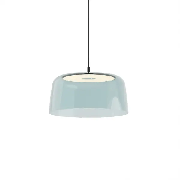 The Yurei LED Pendant brings an artistic, ghost-like quality to modern spaces with its translucent sky blue shade and matte black finish. Compact at 14 inches, it's ideal for intimate settings requiring soft, diffused light.