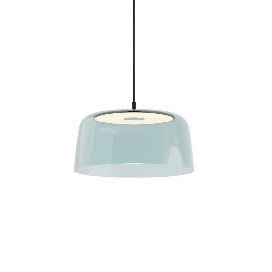 Yurei LED Pendant in Matte Black with Sky Blue Shade