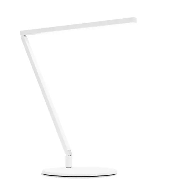 The Z-Bar Solo Gen 4 is a sleek and modern LED desk lamp designed for Minimalists who prefer a single arm articulation that provides a sleek, streamlined look while still providing versatile lighting options. The super-adjustable LED head can be positioned in any direction thanks to its ability to spin in its socket, sweep side to side and rotate around the end of the arm. With the touchstrip located near the LED head, you can easily adjust the brightness to your desired level. Whether you prefer to dim gradually or jump directly to your desired level, the touchstrip makes it easy. The Z-Bar Solo Gen 4 is perfect for any task or activity, providing the perfect lighting for any situation. Collection: Z-Bar Gen 4 Designer: Peter Ng, Keneth Ng, Edmund Ng Finish: Matte White Width: 7.50" Height: 16.75" Length: 17.60" Weight: 3.20 lb Maximum Wattage: 8.80 W Bulb Type: LED Bulb Base: Integrated Light Source: LED Light Output: 888.00 lm Color Temperature: 5000 K CRI: 90 Voltage: 120.00 V Material: Aluminum, plastic Country of Origin: Taiwan Safety Listing: UL/cUL LED Manufacturer Warranty: 5 years Spec Sheet